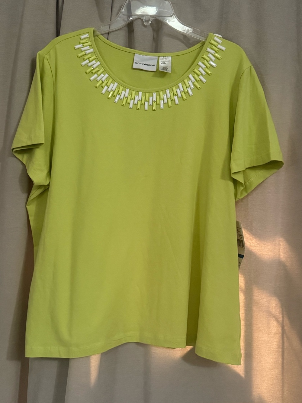 Alfred Dunner Lime Embellished Short-Sleeve Top XL